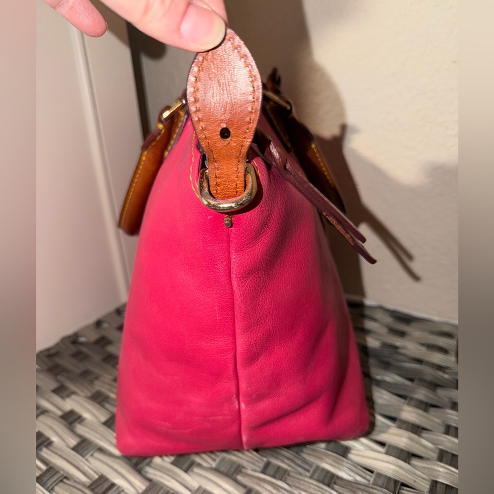 Dooney & Bourke Florentine Leather Satchel Pink w Leather Strap & Duck Hangtag - Picture 16 of 16